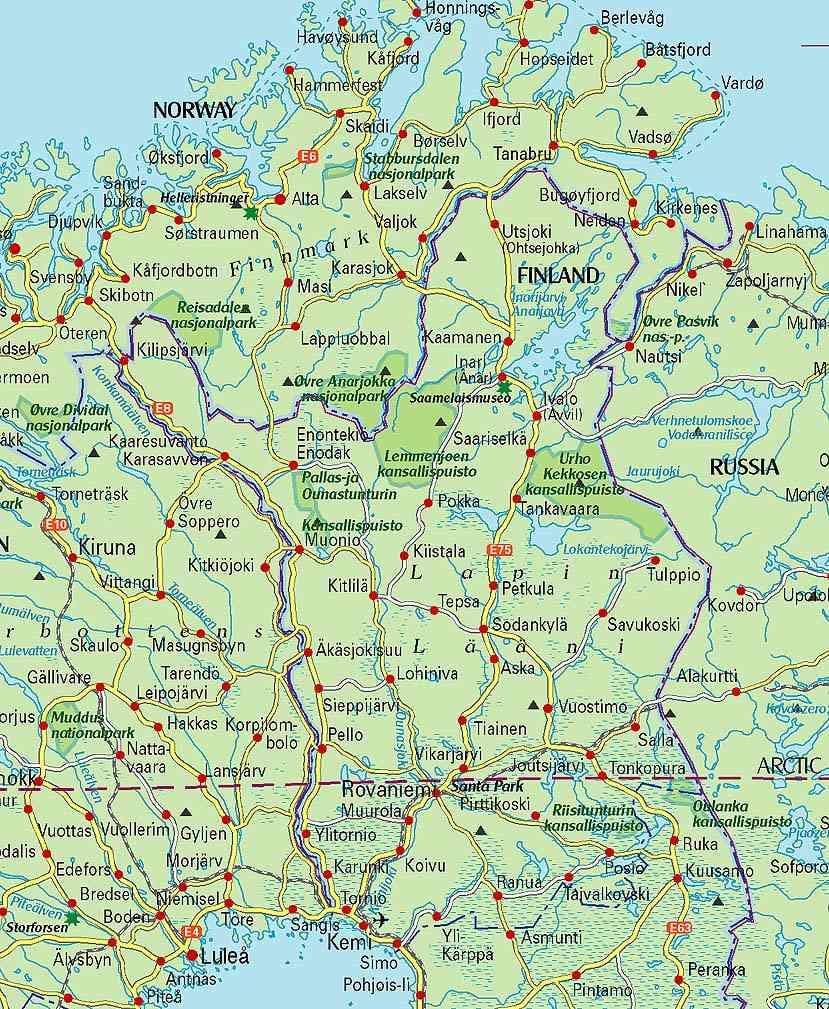 Mapa da Finlândia caminhadas
