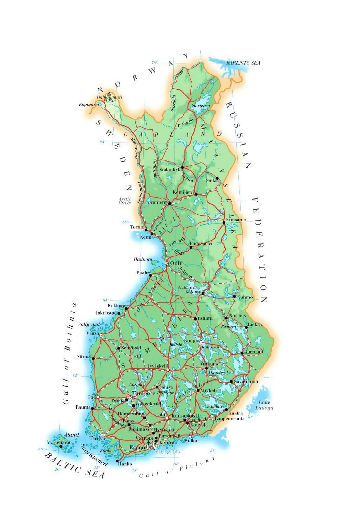 Mapa da Finlândia elevação