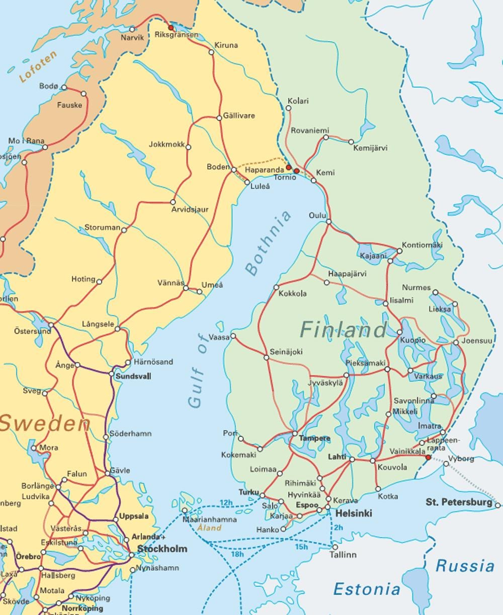 Finlândia trem mapa