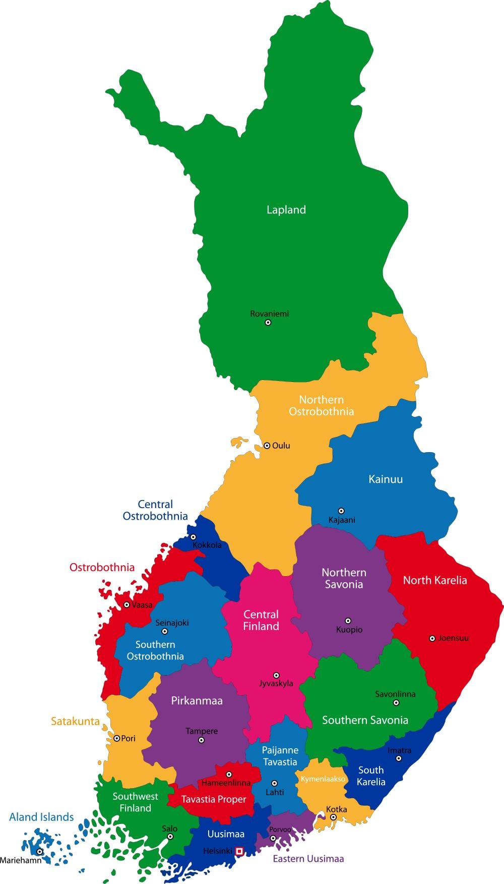 Finlândia províncias mapa
