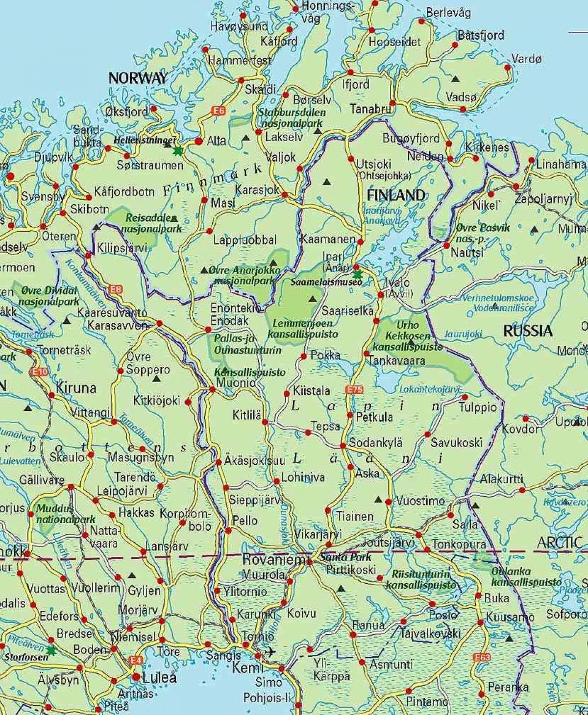 mapa da Finlândia e da lapónia