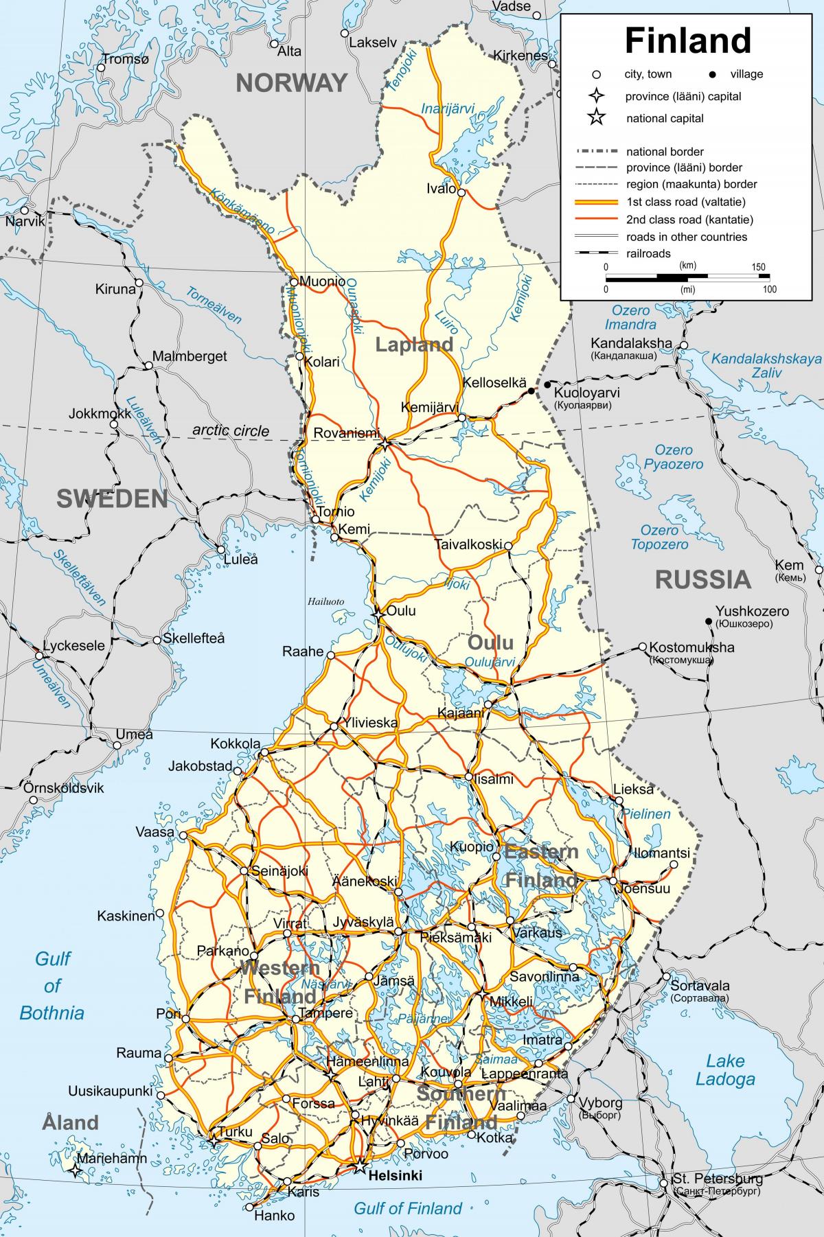 Mapa político da Finlândia