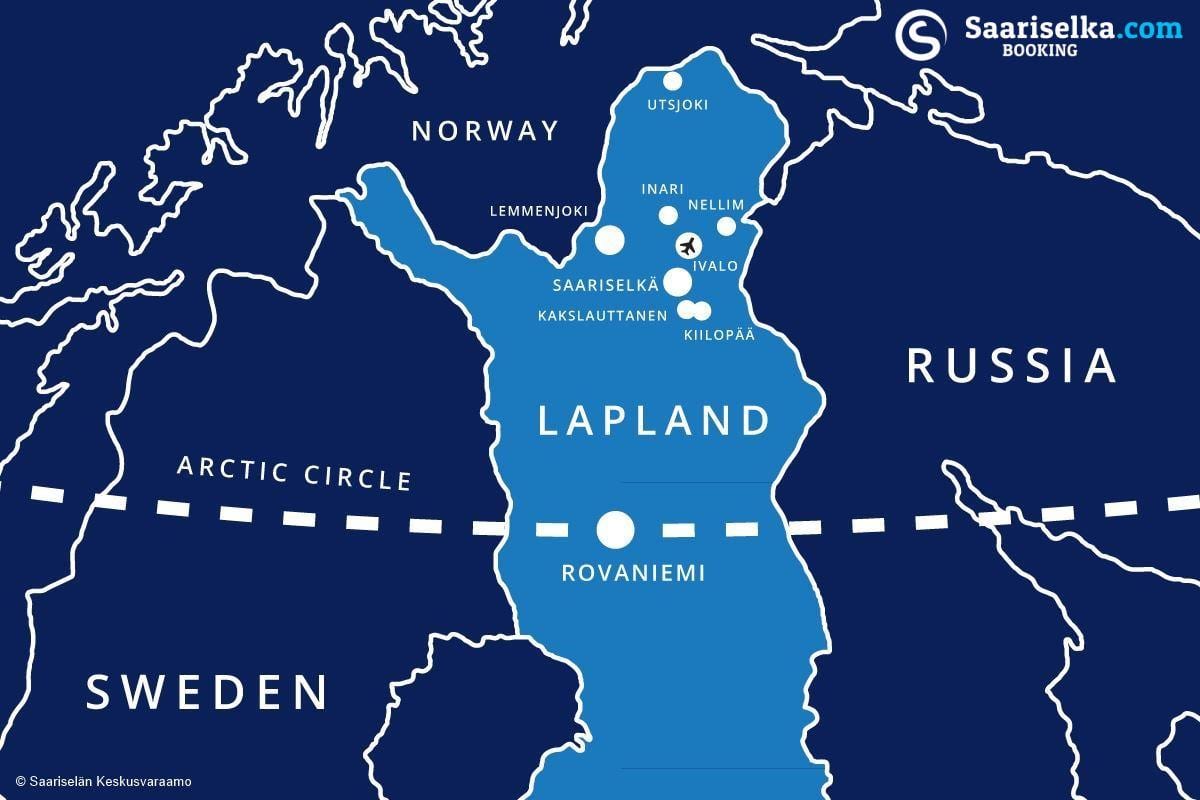 mapa de saariselka Finlândia