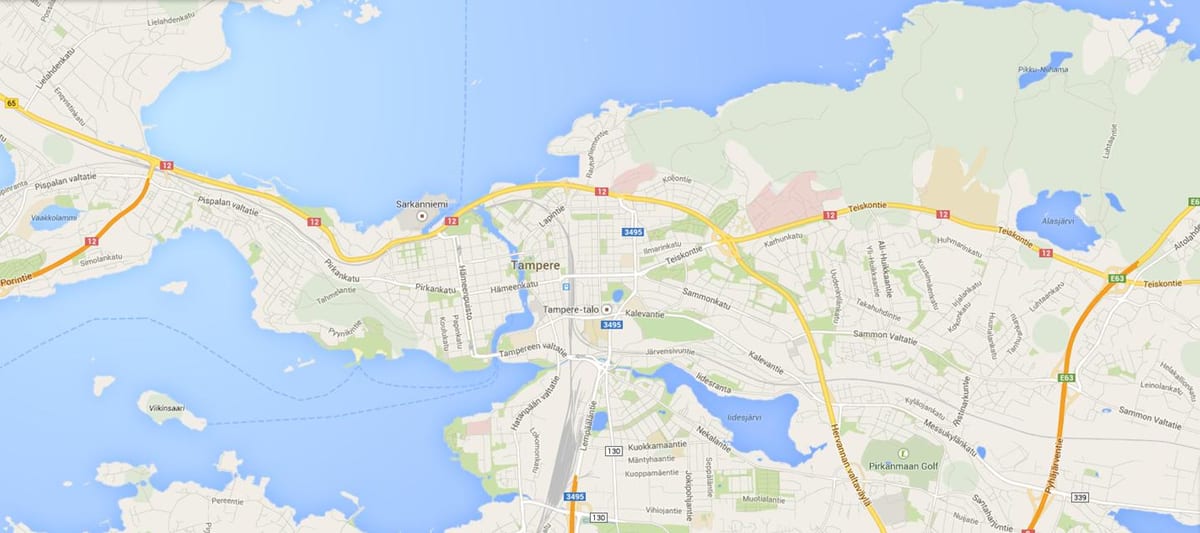 Mapa de tampere, Finlândia