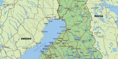 Mapa do círculo polar ártico, a Finlândia