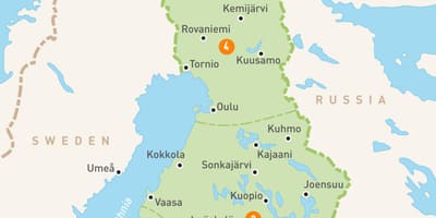 Mapa da Finlândia lagos