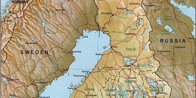 Mapa topográfico da Finlândia