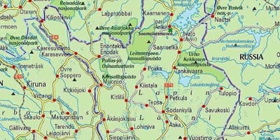 Mapa da Finlândia e da lapónia